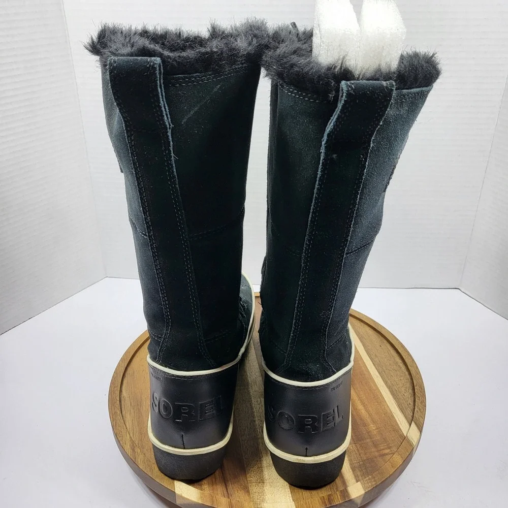 Sorel Tofino Women Waterproof Winter Snow Boots Black Suede Faux Fur NL2093 Sz 6
